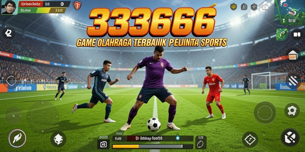 Tampilan menarik dari gameplay olahraga yang seru.