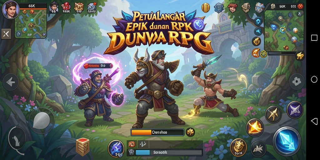 Tampilan gameplay 66K yang epik dan penuh aksi RPG.