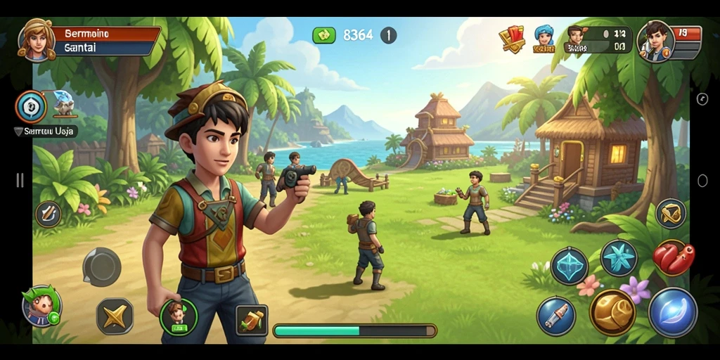 Tampilan gameplay 8364 yang ceria dan menantang.