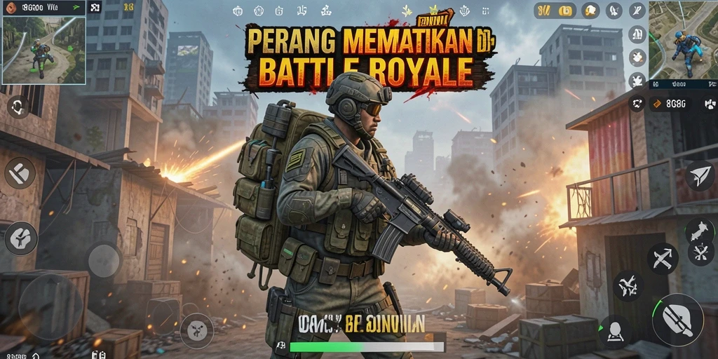 Screenshot utama 8G8G menampilkan gameplay Battle Royale yang penuh aksi.