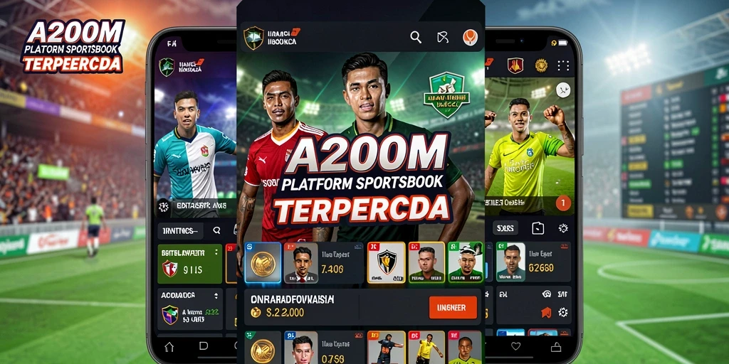 Tampilan menarik dari aplikasi A200M yang menghadirkan pengalaman taruhan Sportsbook.