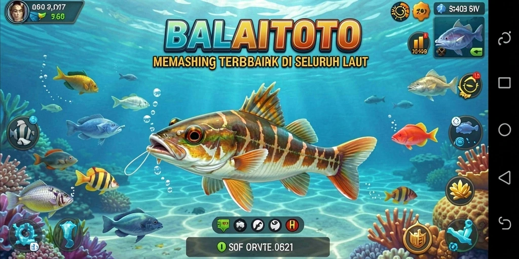 Tampilan gameplay BALAITOTO yang seru dengan aksi memancing.