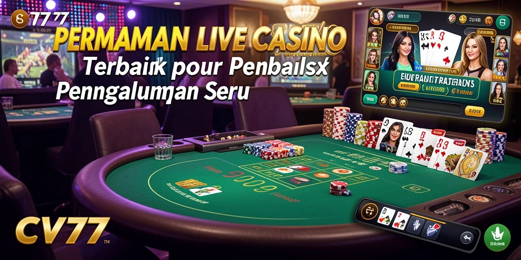 Screenshot gameplay CV777 menampilkan dealer profesional dan suasana casino yang mendebarkan.