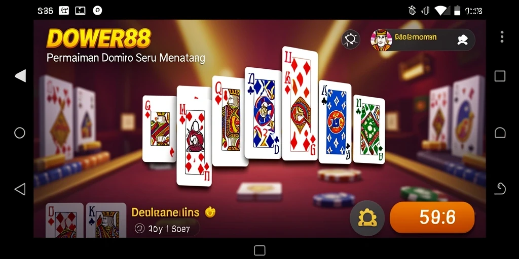 Tampilan gameplay seru DOWER88 dengan domino berwarna-warni.