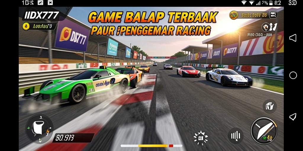 Gameplay IDX777 yang seru dengan balapan mendebarkan di berbagai trek.
