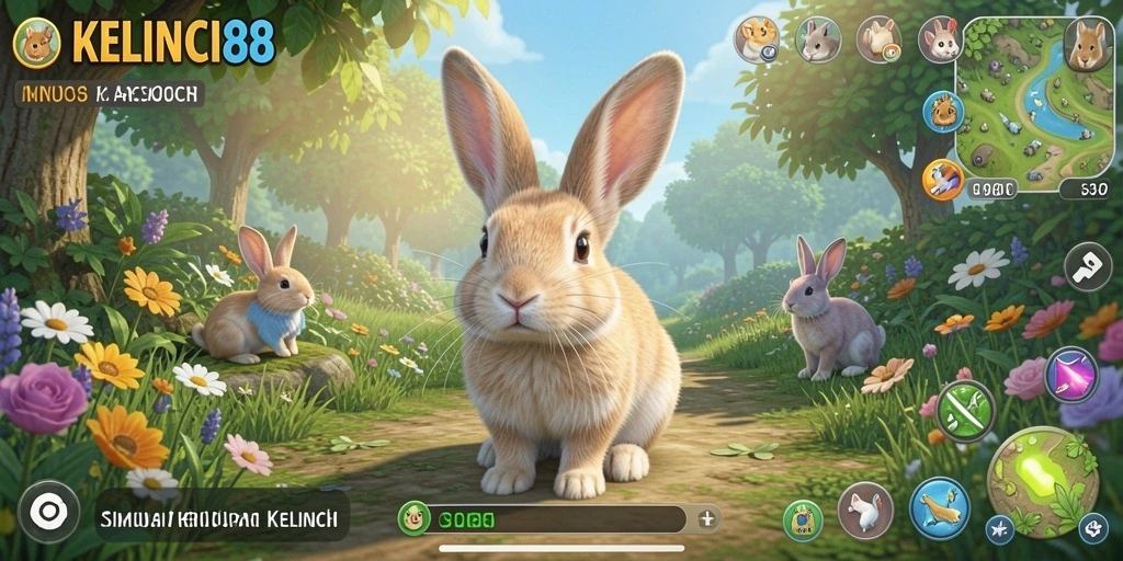 Tampilan menarik gameplay KELINCI88 dengan kelinci lucu.