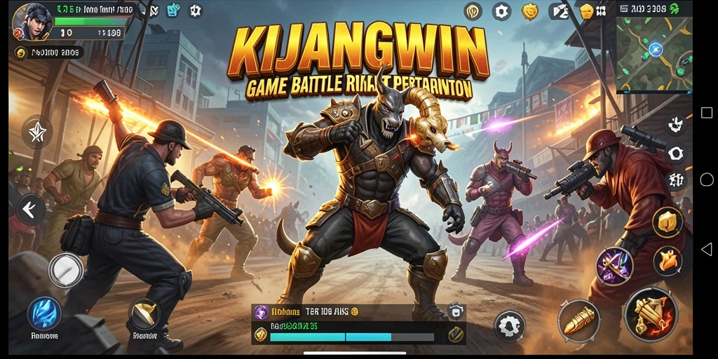 Screenshot gameplay <strong>KIJANGWIN</strong> menampilkan aksi pertempuran Battle Royale yang mendebarkan.