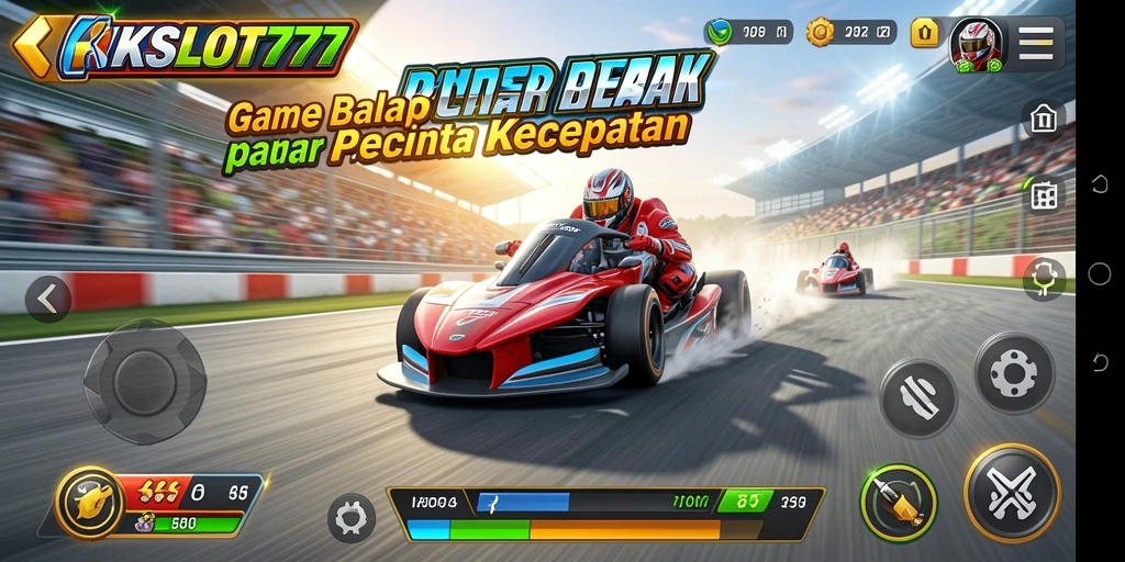 Screenshot gameplay KKSLOT777 menampilkan balapan yang intens dan grafik yang menakjubkan.