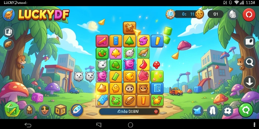 Tampilan screenshot utama LUCKYDF yang menunjukkan gameplay Puzzle yang seru.