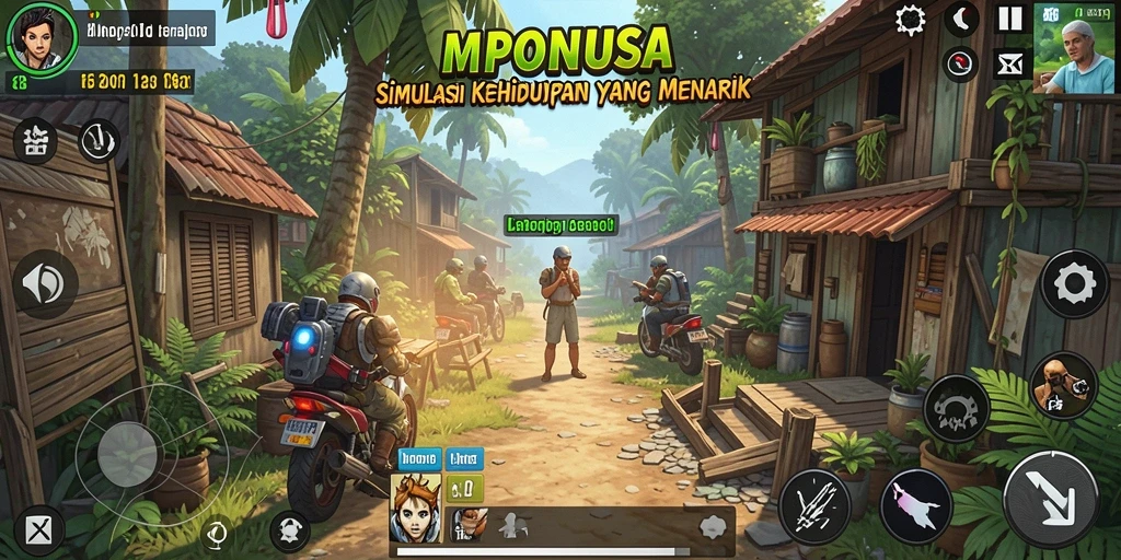 Tampilan screenshot MPONUSA yang menunjukkan elemen gameplay Simulation.