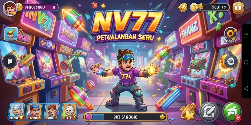 Tangkapan layar NV77 menampilkan gameplay penuh aksi di dunia Arcade.
