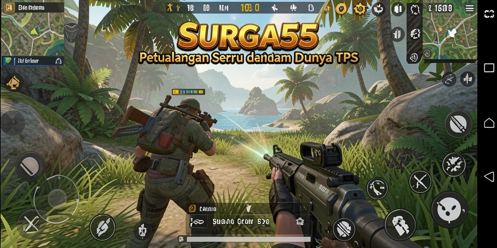Screenshot utama SURGA55 menampilkan aksi tempur dinamis dengan grafis menakjubkan.