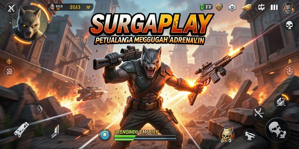 Tampilan gameplay SURGAPLAY yang dinamis dan beraksi.