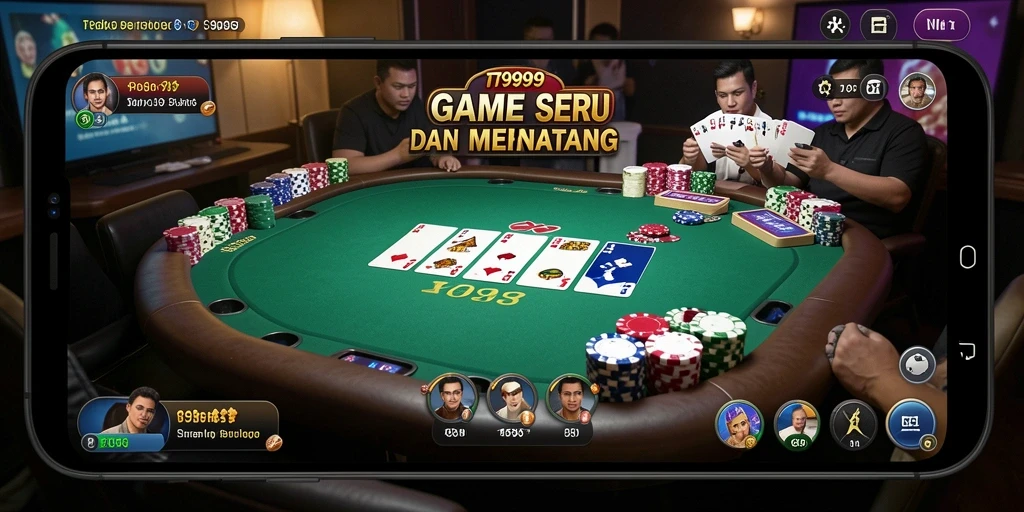 Tampilan screenshot utama T9999 menampilkan gameplay Poker yang menarik.