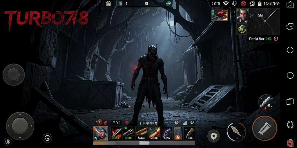 Screenshot gameplay menampilkan suasana mencekam dalam TURBO78.