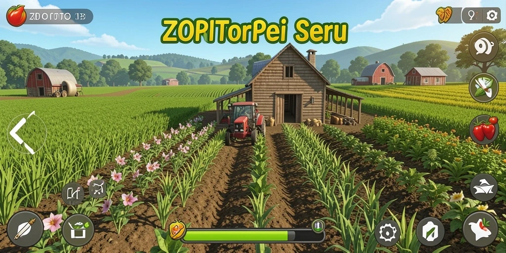 Tangkapan layar pengalaman bermain ZORTOTO dengan tampilan lahan pertanian yang indah.